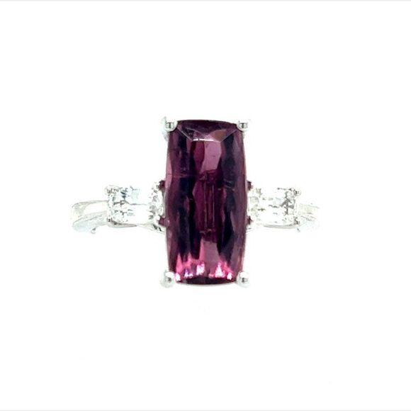 Natural Tourmaline W Sapphire Ring 7 14k W Gold 3.57 TCW Certified $4,950 218114 - Picture 1 of 10